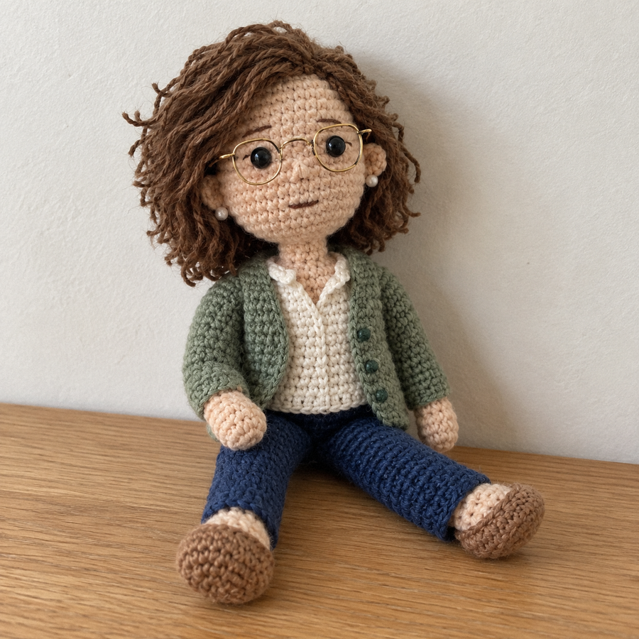 A family doll on a shelf